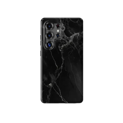 Samsung S25 ultra black marble Case Front copy