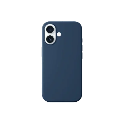 Donkerblauw.Siliconen iPhone 16 Hoesje