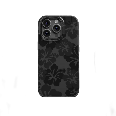Black floral iphone 15 pro hoesje